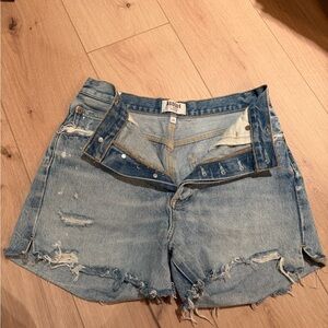 Agolde Light Wash Distressed Denim Cutoff Shorts